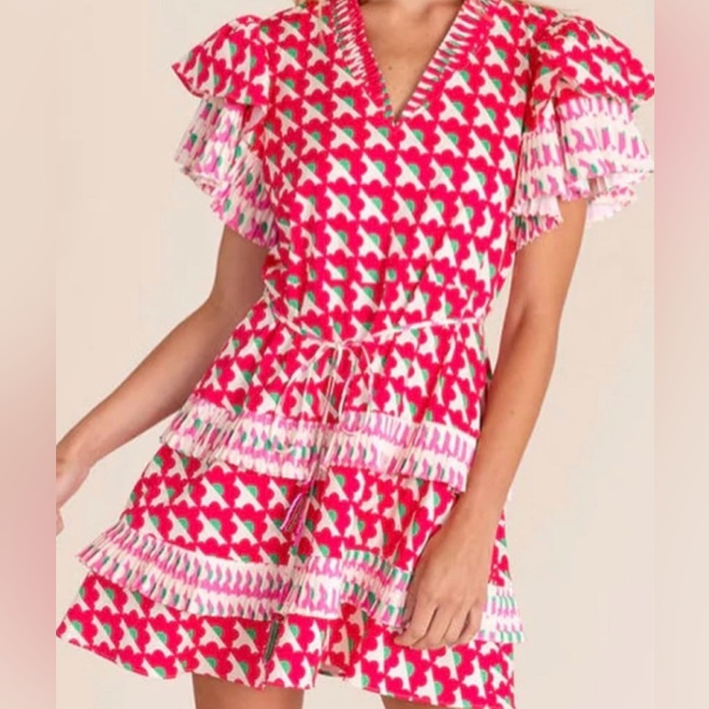 Alden Adair Pink and White Mini Dress
